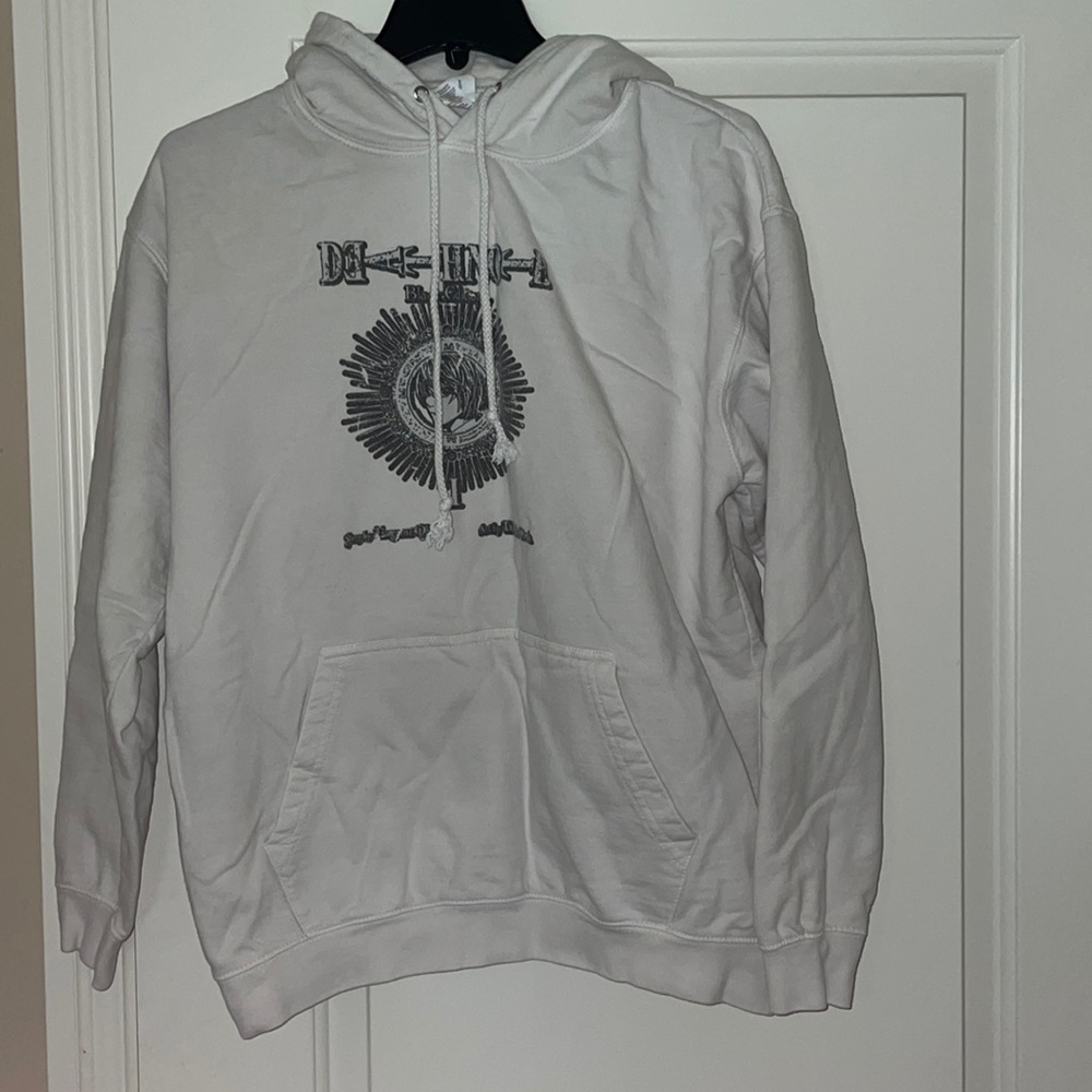 Death Note Mens Large White Hoodie Sweatshirt